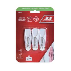 Ganchos Adhesivos 2.2 Lbs Blancos 3 Pzas y 4 Tiras - Ace
