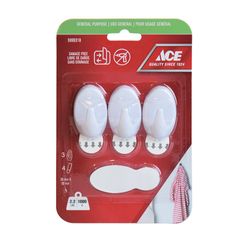 Ganchos Adhesivos 2.2 Lbs Tranparentes 3 Pzas y 4 Tiras - Ace