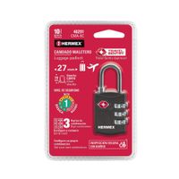 Candado Metal y Acero de Combinación para Viaje Negro 27 Mm - Hermex