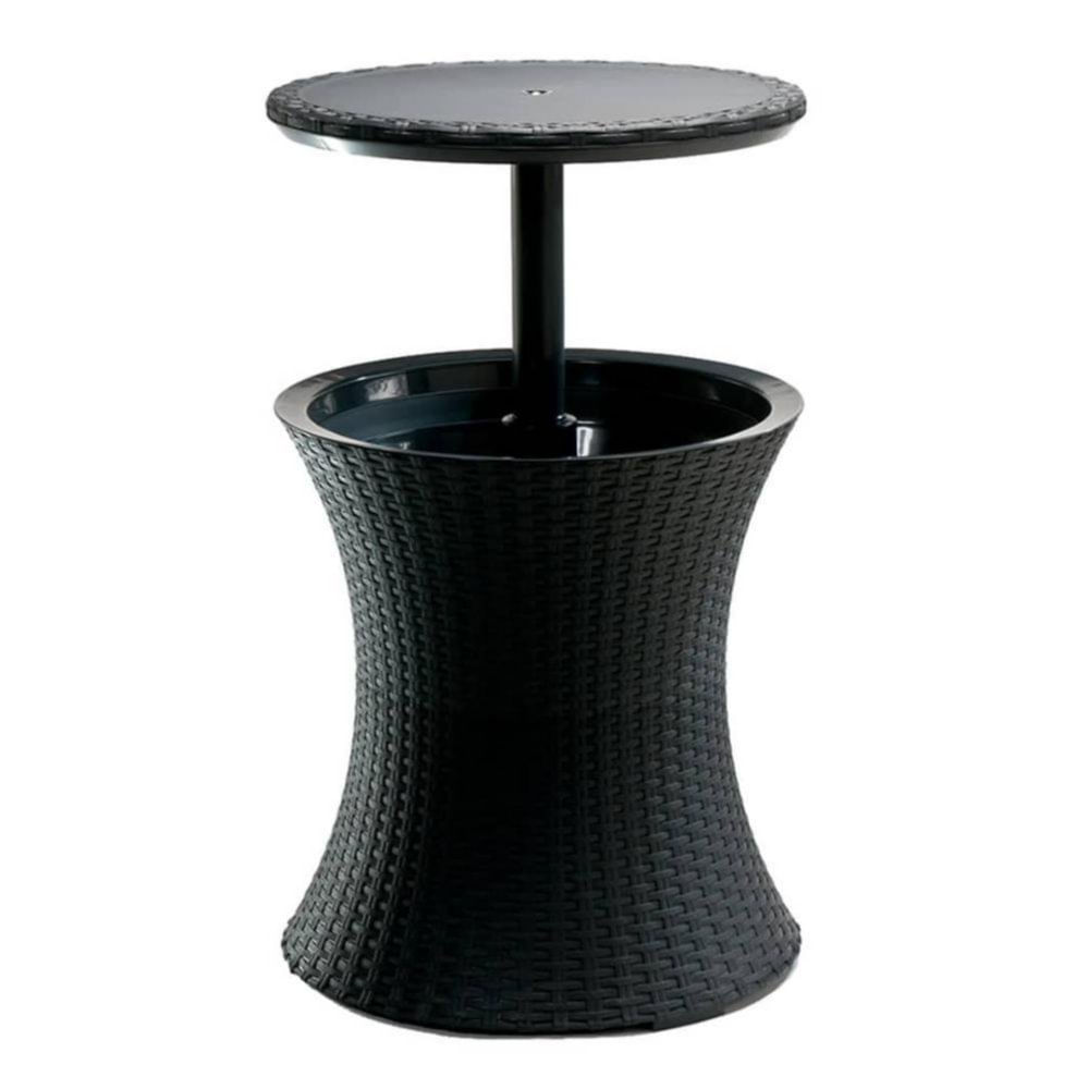 Mesa y Bar de Resina Diseño Ratán 49.5 x 84.3 cm Color Negro