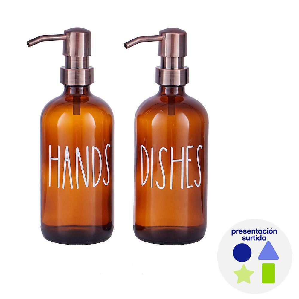 Set de Dispensadores de Jabón 500 ml de Vidrio 2 Pzas Presentación Surtida