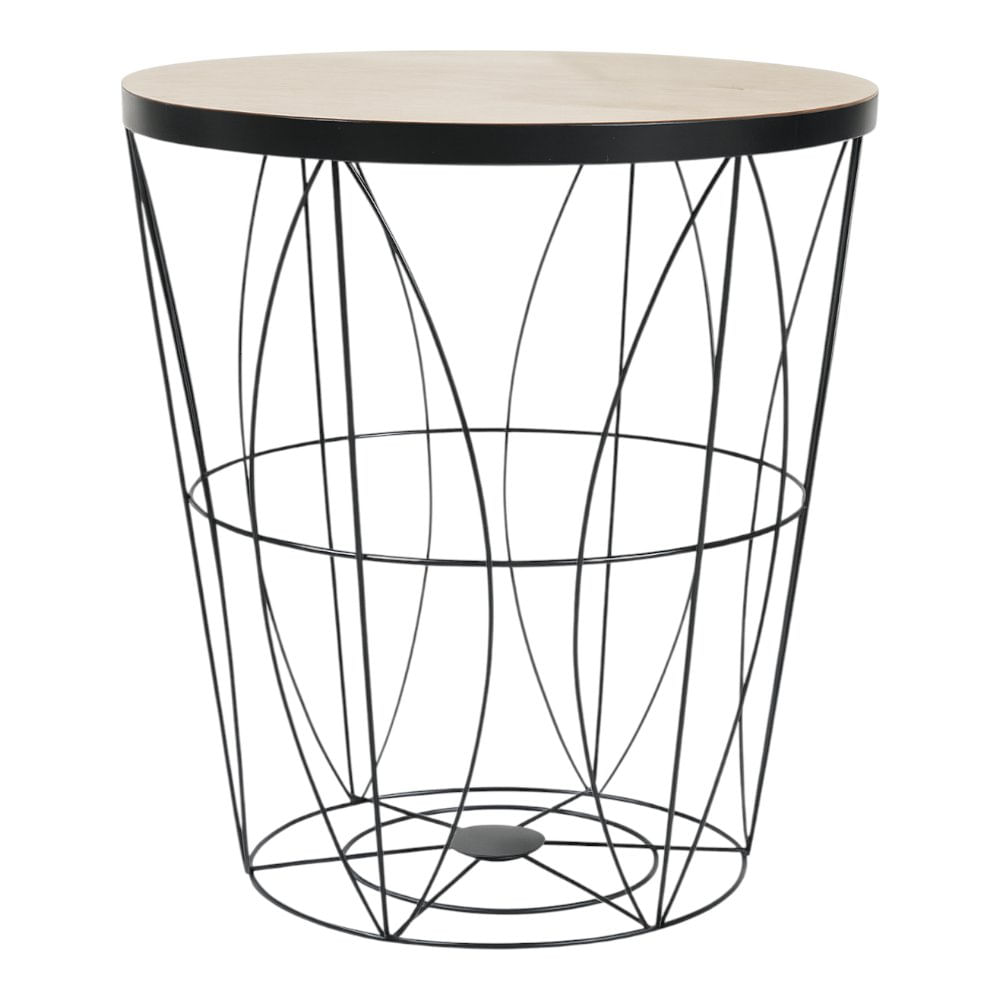 Mesa Auxiliar Calada Metálica para Lavandería con Tapa de Bambú 38 x 40 cm - Varios Colores Negra