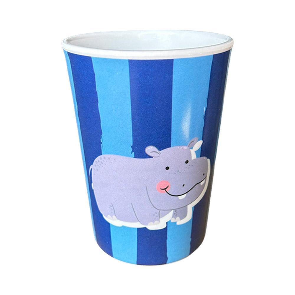 Vaso Infantil de 10 oz para Niño Diseño Hipopótamo Color Azul