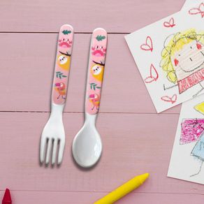 Set Cubiertos Infantiles Chicas Animalitos - Best Melamine