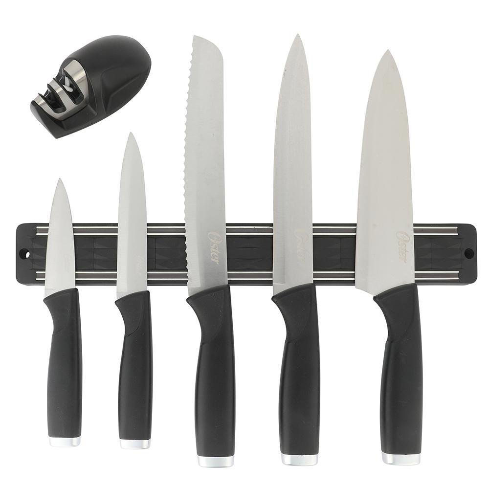 Set de Cuchillos con Afilador y Colgador para Pared