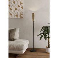 Lampara de Piso Pinto Gold Pantalla Cilíndrica de Cristal - Eglo