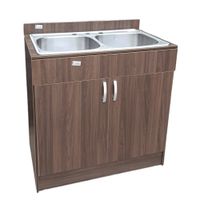 Mueble de Cocina con Lavatrastos Doble Fosa Nogal Paramo