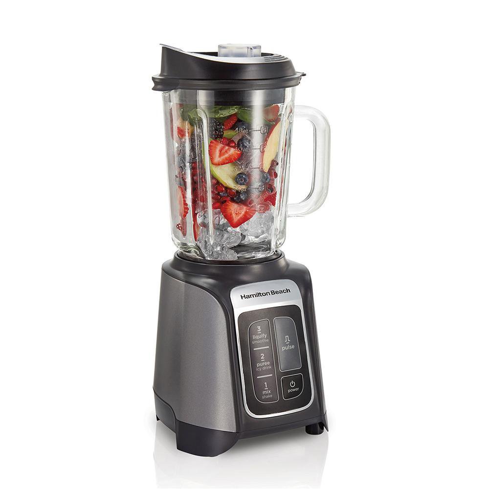 Licuadora PowerMax con Jarra de Vidrio de 48 oz 1680 W con 3 Velocidades Color Gris