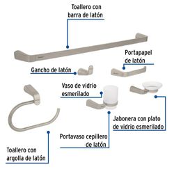 Kit 6 Pzas Accesorios Satinado Riviera -Foset