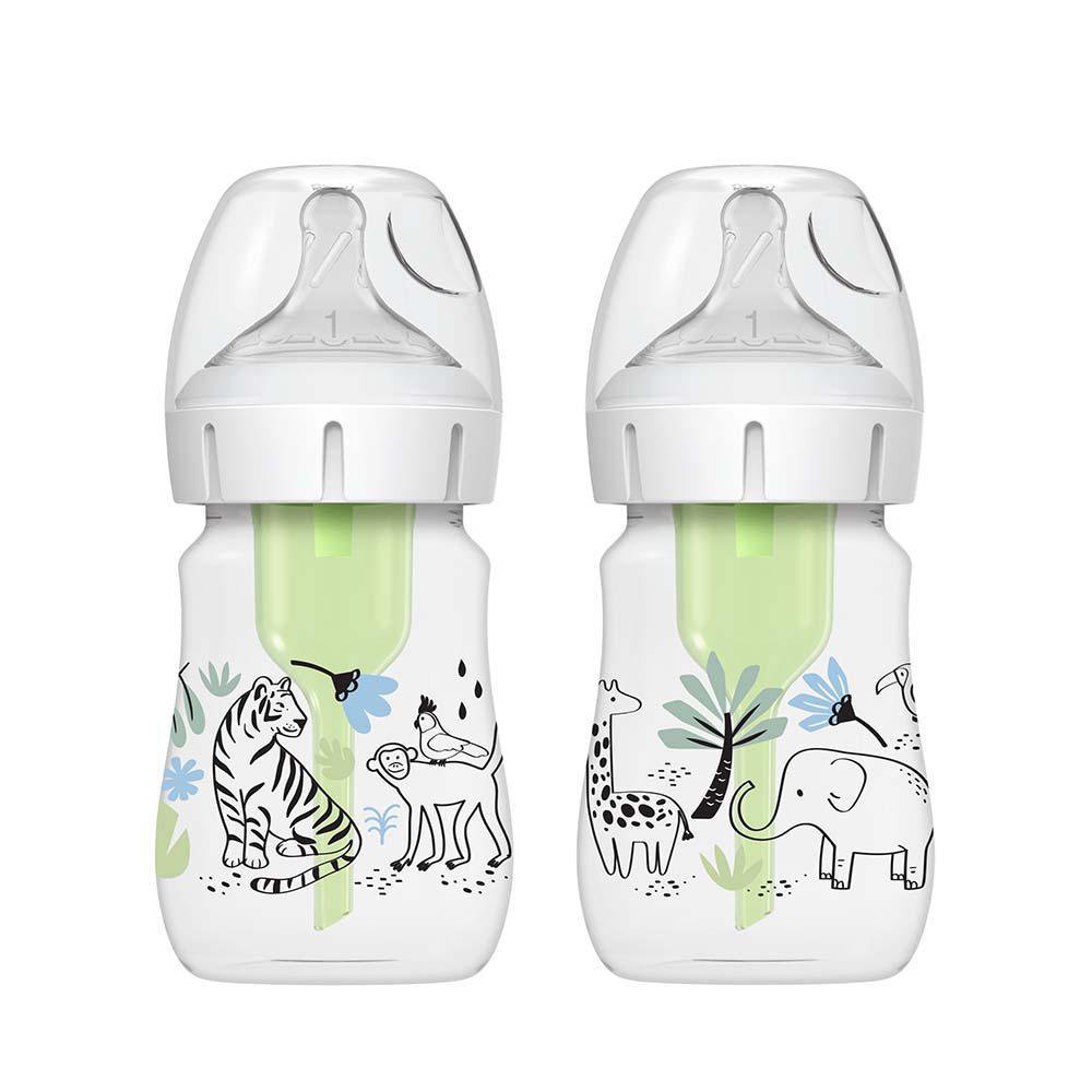Set de Pachas Options+ Anticólicos Diseño de la Jungla de Boca Ancha de 2 Piezas de 5 Oz S…