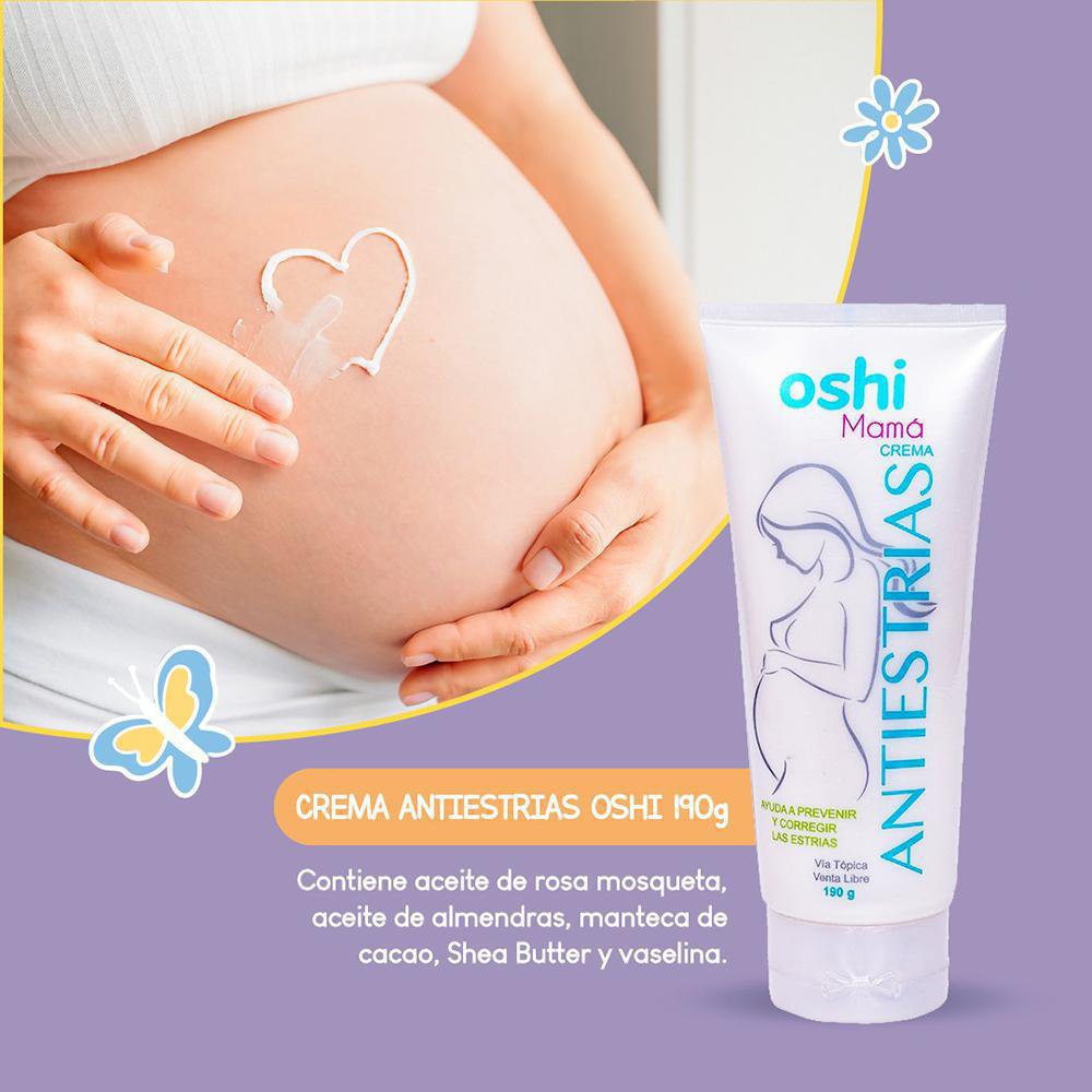 Crema Antiestrías Oshi Mamá para Prevenir y Corregir Estrías de 190 Gramos Crema Antiestrías para Embarazo y Postparto de 190 g