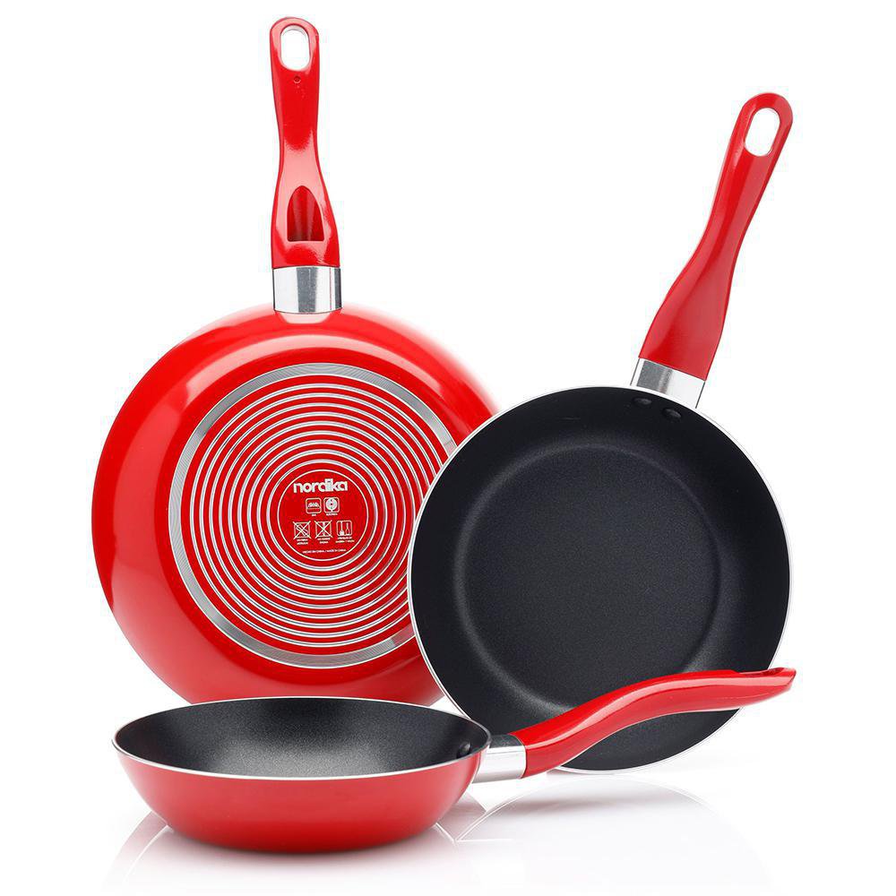 Set De 3 Sartenes 18, 20 Y 24 Cm - Nordika Varios Colores Rojo