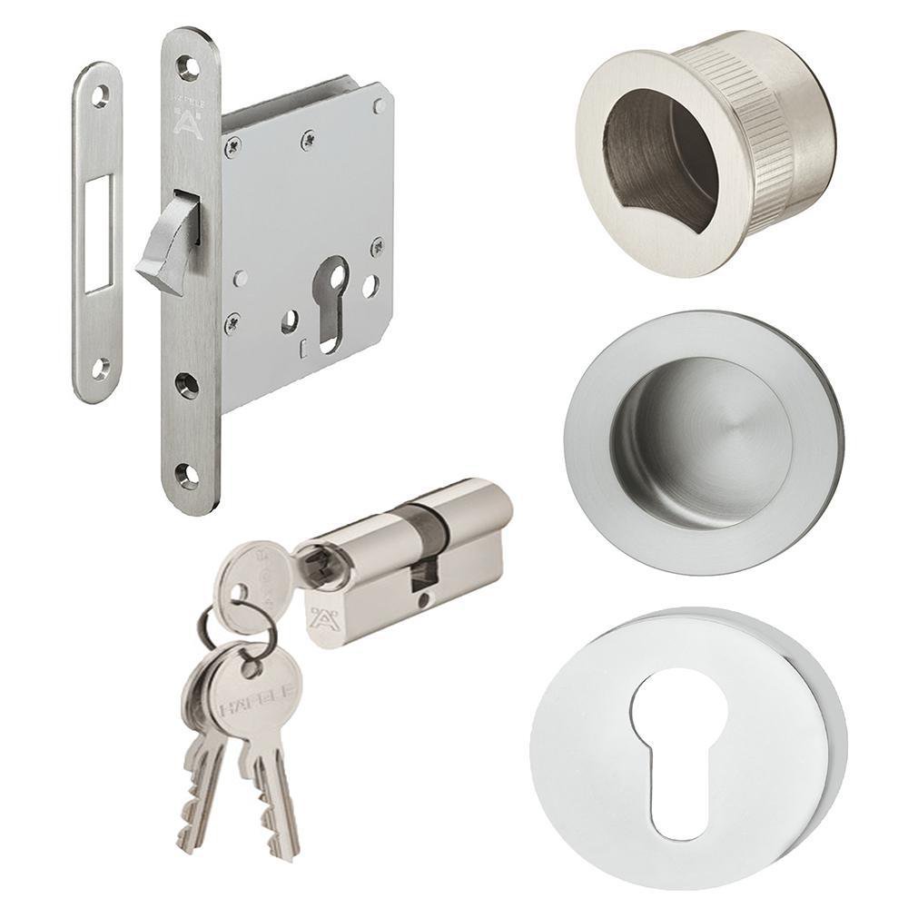 Cerradura para Puerta Corrediza de Entrada Acero Inoxidable Mate