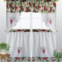 Set De 3 Cortinas Para Ventana De Cocina Diseño Uvas - Home Accents