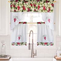 Set De 3 Cortinas Para Ventana De Cocina Diseño Uvas - Home Accents