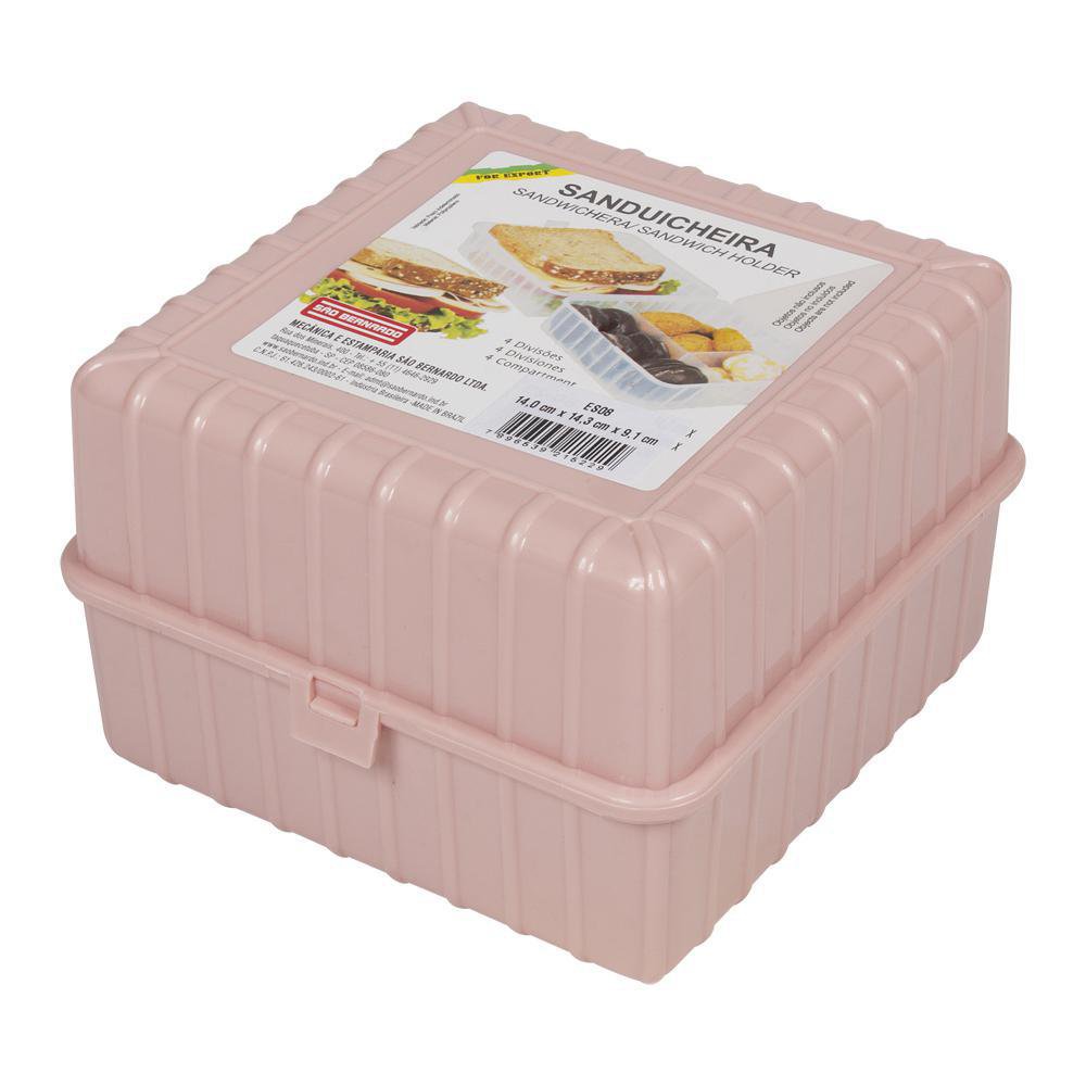 Contenedor de Alimentos con Divisiones Diseño Glitter Color Rosa
