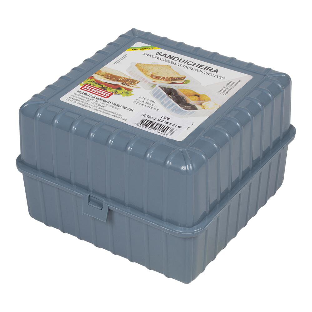 Contenedor de Alimentos con Divisiones Diseño Glitter Color Azul