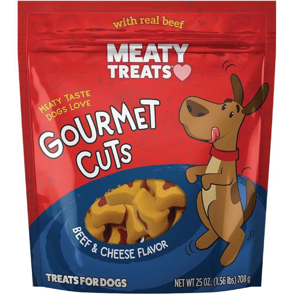 Snack para Perro Todas las Razas Meaty Treats Gourmet Cuts Sabor Res y Queso Bolsa de 708…