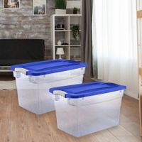 Set de 2 Cajas Plásticas 23L con Tapadera Azul