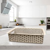Canasta Baja De Plástico Beige 29X20X8 Cm - Green Tech
